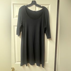 Eileen Fisher 3/4 Sleeve 100% Silk Swing A-Line Tunic Top Women Sz M Black